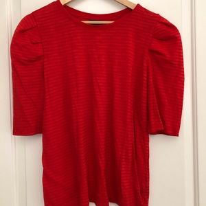 Who What Wear Red Puff Sleeve Top